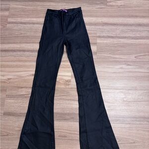Edikted Luna Faux Leather Flare Jeans.